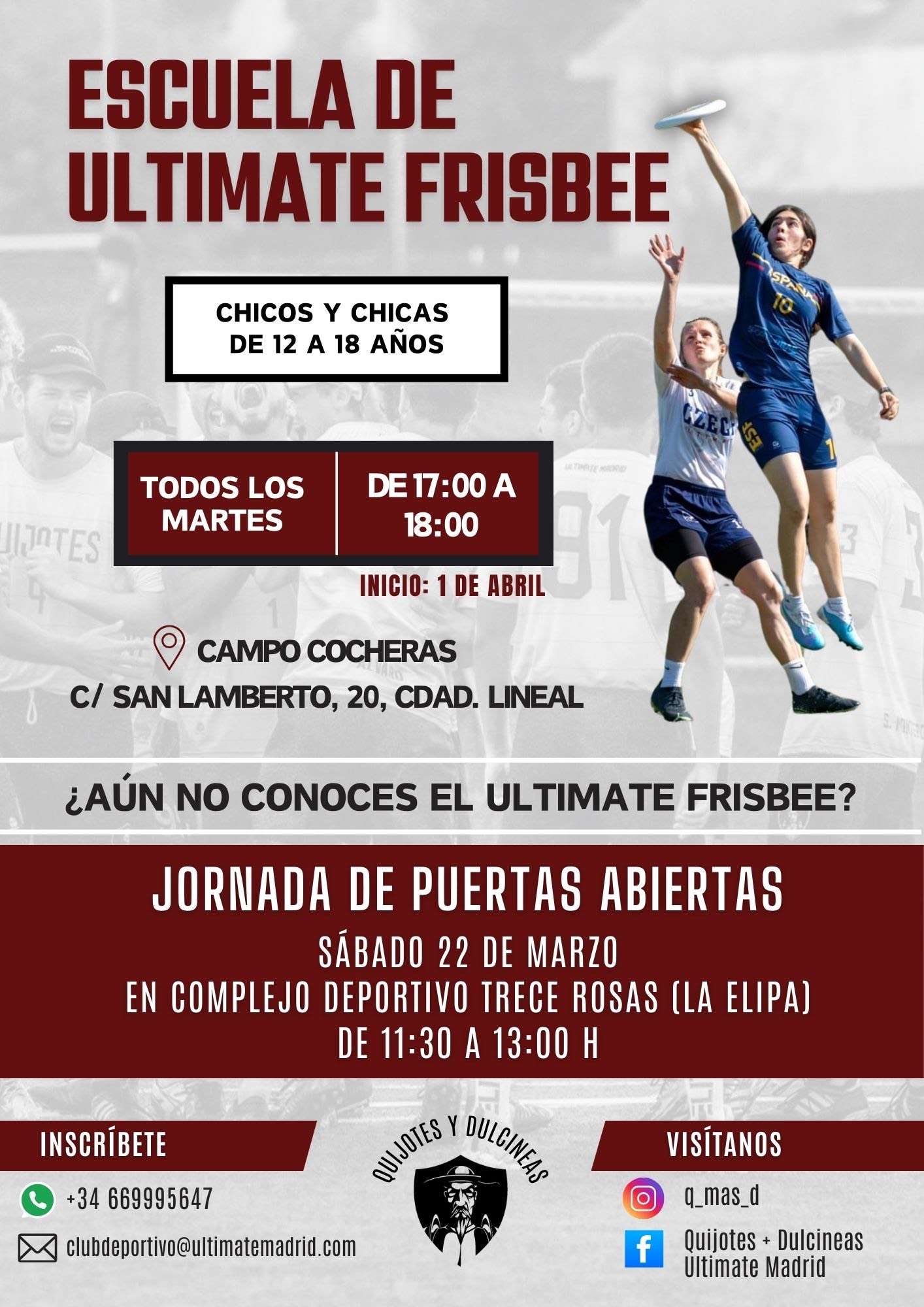 Escuela deportiva de Ultimate Frisbee Quijotes+Dulcineas